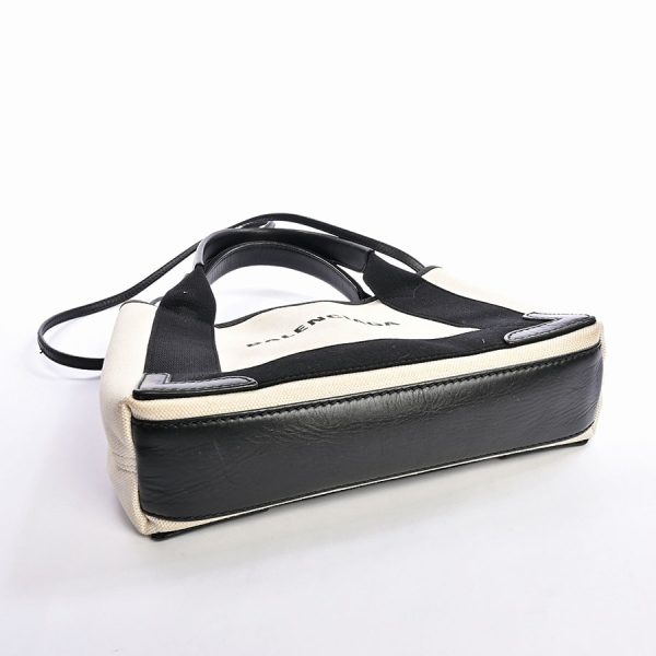 6060830 14 Balenciaga Navy Cabas XS Handbag Canvas White Black