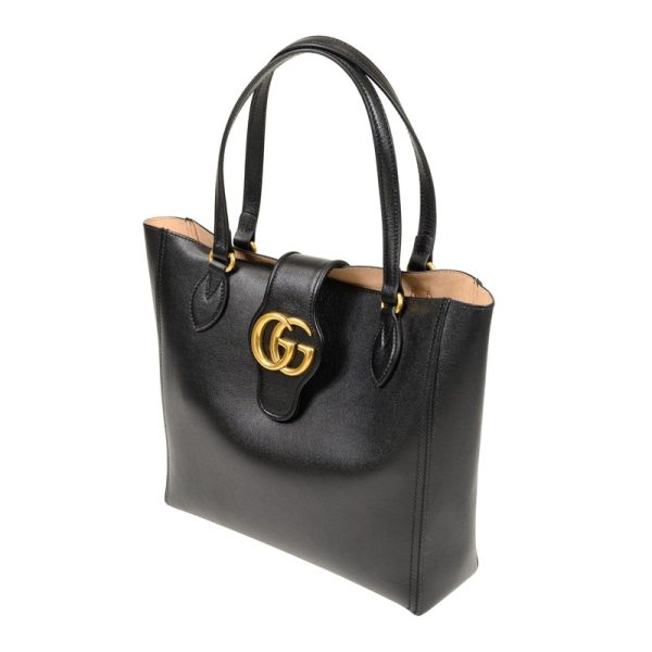 6526801u10t1000 3 Gucci Double G Small Tote Bag Black Leather