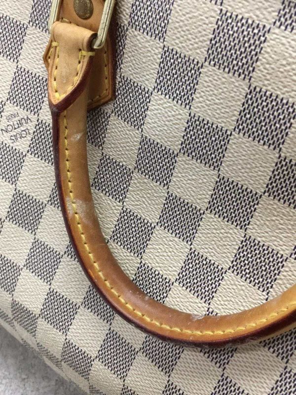 7 Louis Vuitton Speedy Bandouliere Hand Bag Damier Azur White