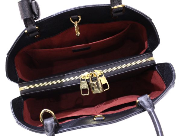 8 Louis Vuitton Montaigne MM Handbag Shoulder Bag Emplant Noir Black