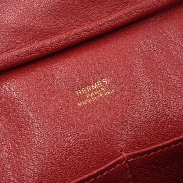 8 Hermes Plume 32 Handbag Togo Crimson Red Series Gold Metal Fittings