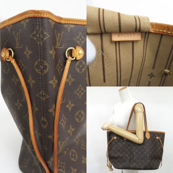 9 Louis Vuitton Neverfull MM Monogram Tote Shoulder Bag Brown