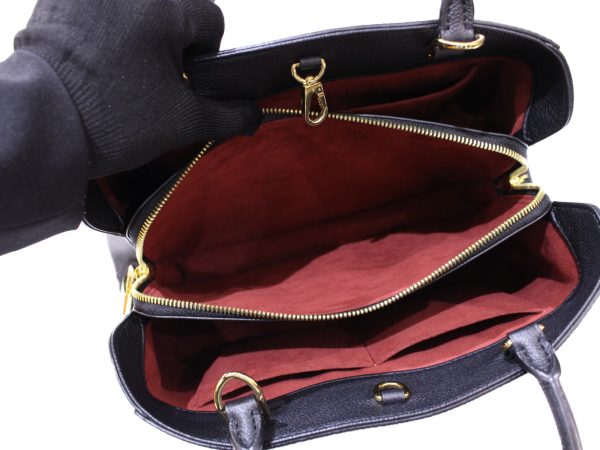 9 Louis Vuitton Montaigne MM Handbag Shoulder Bag Emplant Noir Black