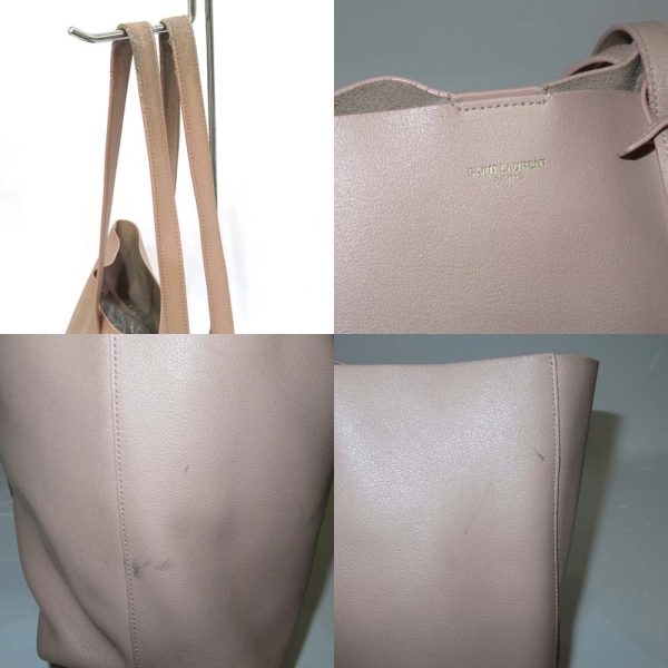 9 Saint Laurent Leather Tote Bag With B Rank Pink Pouch