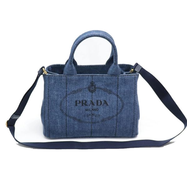 download Prada Canapa Denim Canvas Fabric Shoulder Bag