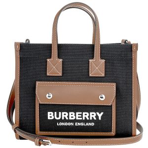 gbb028055749b1051 1 Burberry Tote Bag Mini Two Tone Canvas Leather Freya