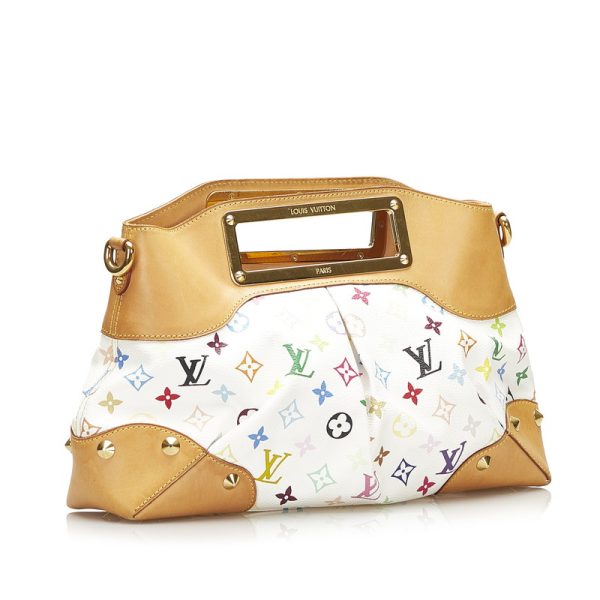 mkkl05hxq1g2uvj9 2 Louis Vuitton Monogram Multicolor Judy MM Chain Shoulder Bag White