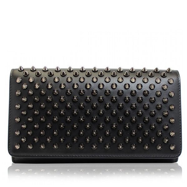 1 Christian Louboutin Leather Macaron Spike Studs Black