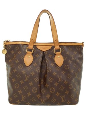 1 Louis Vuitton On The Go MM Grained Calf Leather Monogram Empreinte Tote Bag Black Beige