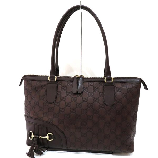 1 Gucci Shima Tote Bag Horsebit AB Rank Dark Brown