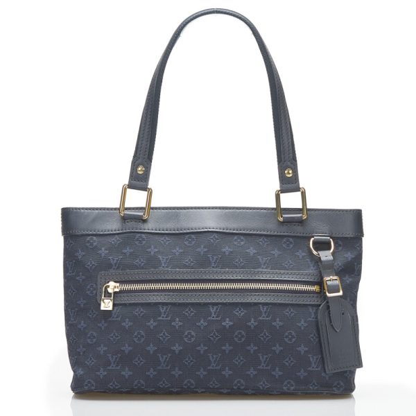 1 Louis Vuitton Monogram Mini Lucile PM Handbag Tote Bag Navy Canvas Leather