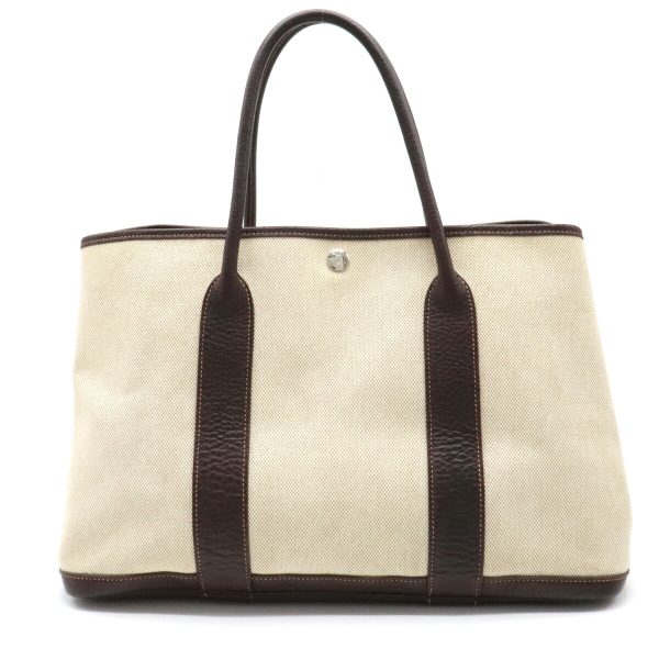 1 Hermes Garden Party PM Tote Bag Canvas Buffle Leather