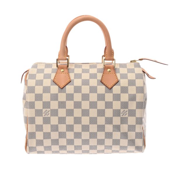 1 Louis Vuitton Damier Azur Speedy 25 White Canvas Handbag