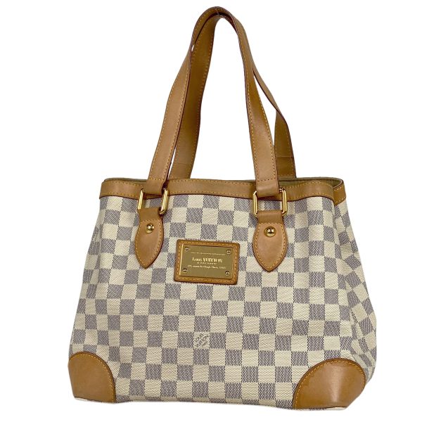 1 Louis Vuitton Hampstead PM Handbag Tote Bag Damier Azur White