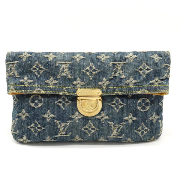 1 Louis Vuitton Monogram Denim Pochette Plat Clutch Bag