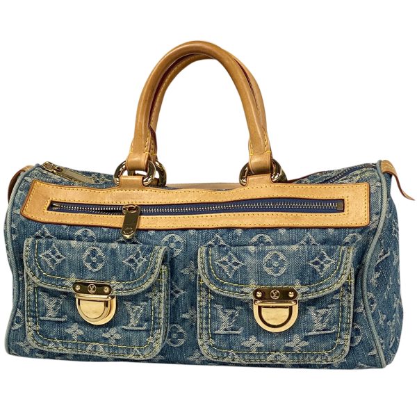 1 Louis Vuitton Neo Speedy Handbag Monogram Denim Blue