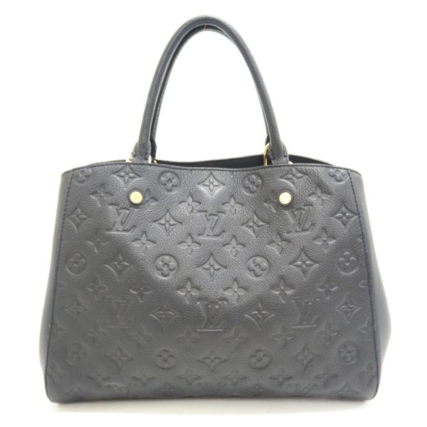 1 Louis Vuitton Montaigne MM Monogram Emplant Handbag Black