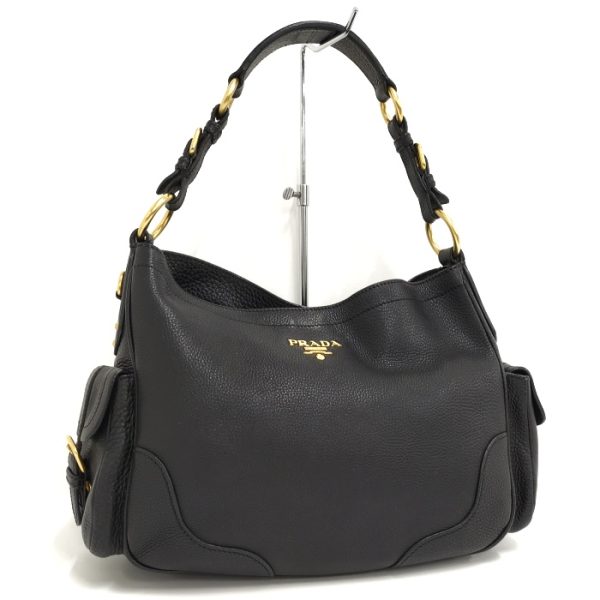 1 Prada Shoulder Bag Leather Black