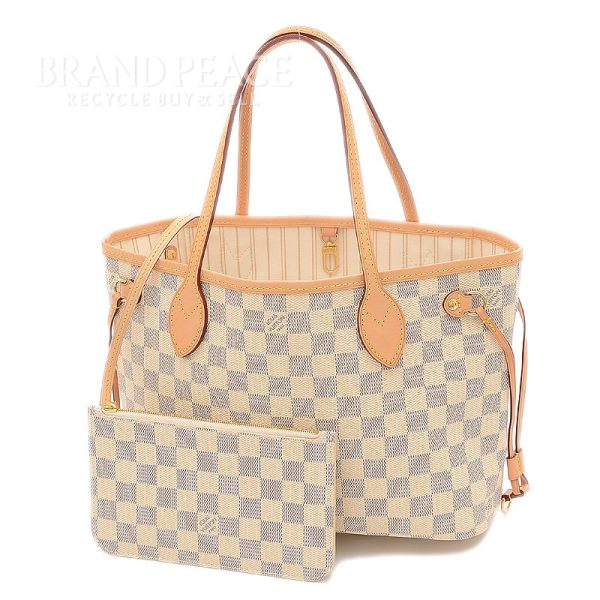 1 Louis Vuitton Damier Azur Neverfull PM Tote Bag With Pouch