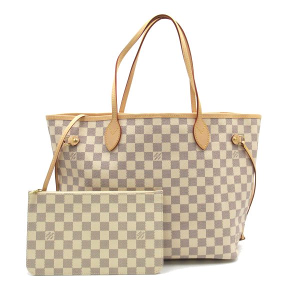 1 Louis Vuitton Neverfull MM Tote Bag Canvas Damier Azur