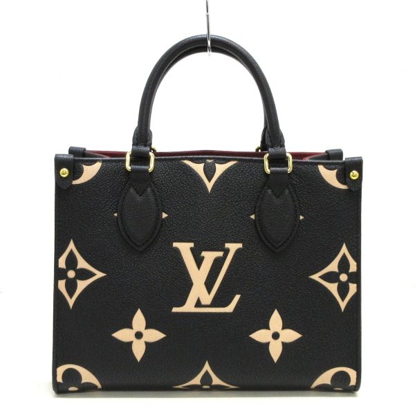 1 Louis Vuitton On The Go PM Tote Bag Black Beige Embossed Noir