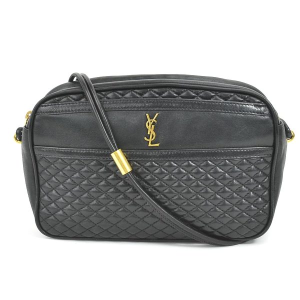 1 Saint Laurent Shoulder Bag Leather Black Gold