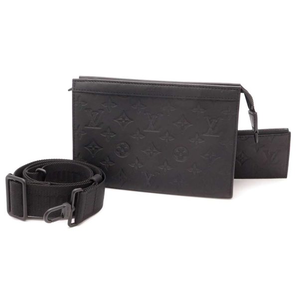 1 Louis Vuitton Shoulder Bag Monogram Shadow Gaston Wearable Wallet Black