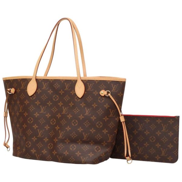 1 Louis Vuitton Tote Bag Monogram Neverfull MM With Pouch