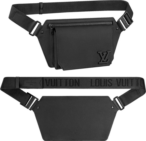 1 Louis Vuitton Black Metal Body Bag Waist Bag Bum Bag