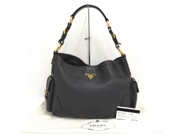 10 Prada Shoulder Bag Leather Black