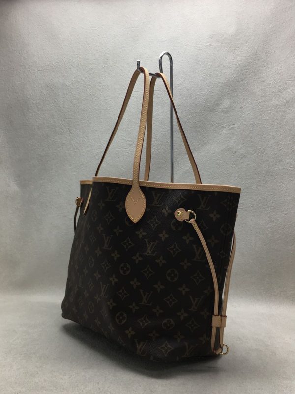 2 Louis Vuitton Neverfull MM Monogram Brown Tote Bag PVC