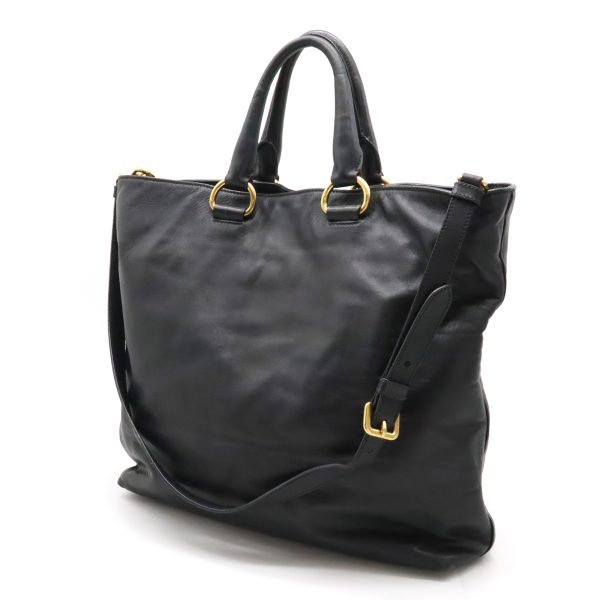 2 Prada Soft Calf Tote Bag Handbag 2way Shoulder Bag