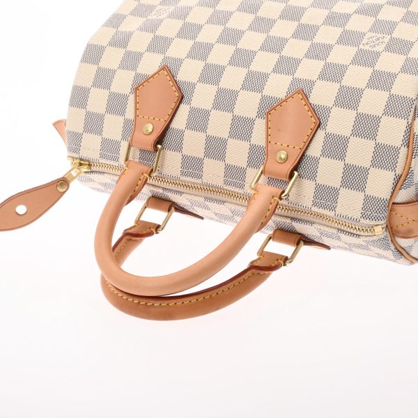 2 Louis Vuitton Damier Azur Speedy 25 White Canvas Handbag