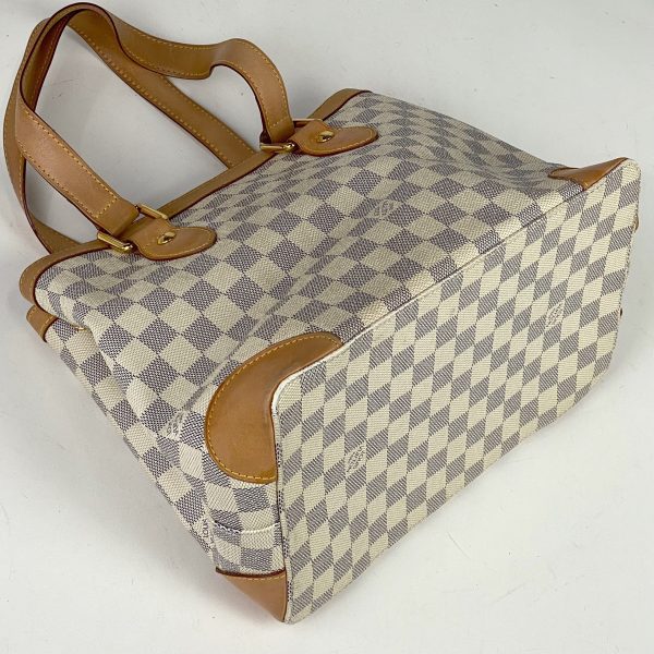 2 Louis Vuitton Hampstead PM Handbag Tote Bag Damier Azur White