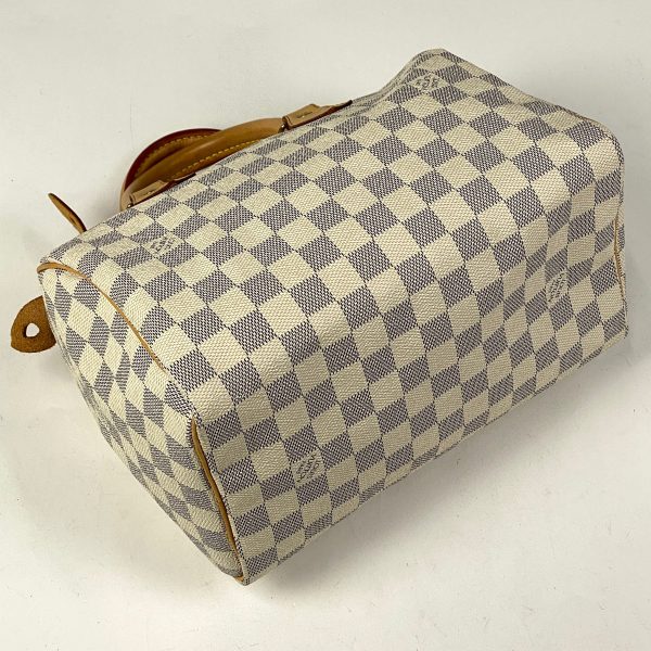 2 Louis Vuitton Speedy 25 Handbag Damier Azur White