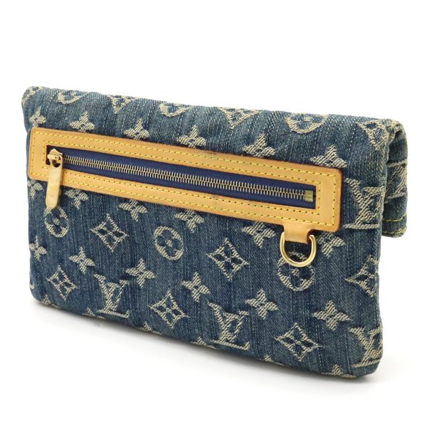 2 Louis Vuitton Monogram Denim Pochette Plat Clutch Bag