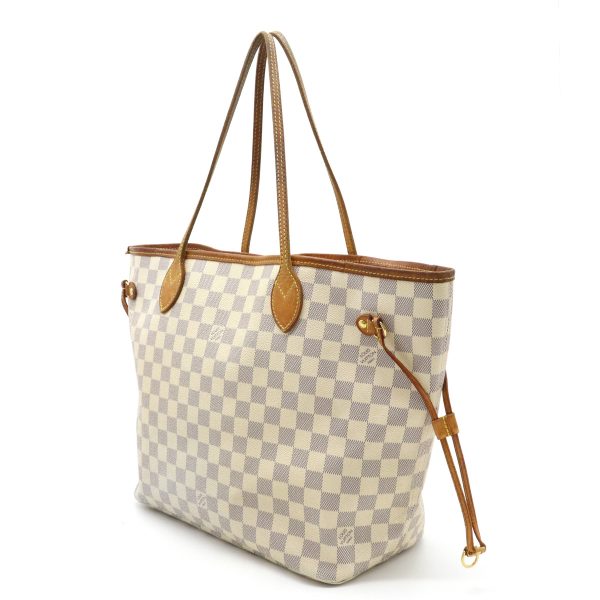 2 Louis Vuitton Damier Azur Neverfull MM Tote Bag Shoulder Bag