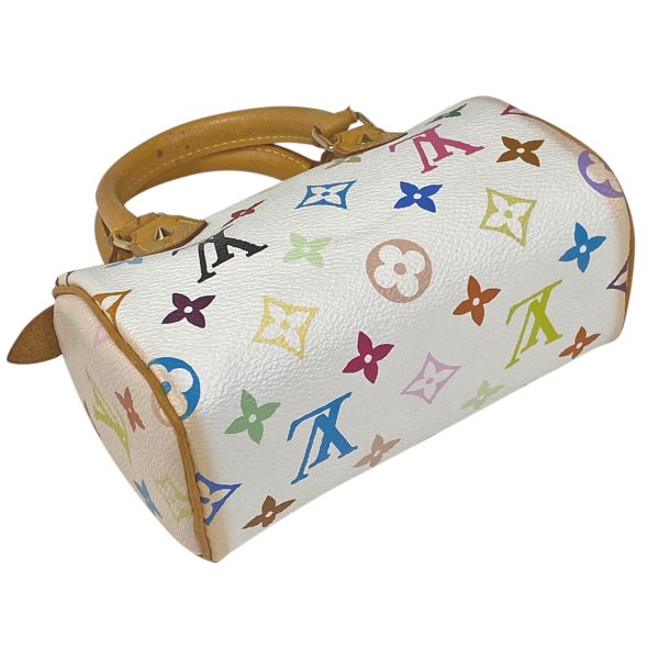 2 Louis Vuitton Mini Speedy Handbag Monogram Multicolor White