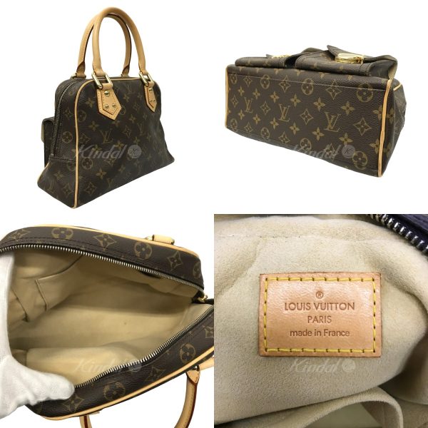 2 Louis Vuitton Manhattan PM Monogram Handbag Mini Boston Bag Brown