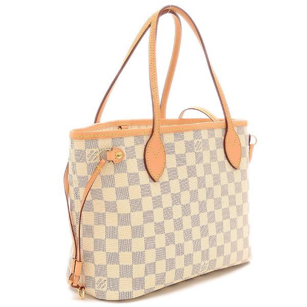 2 Louis Vuitton Damier Azur Neverfull PM Tote Bag With Pouch