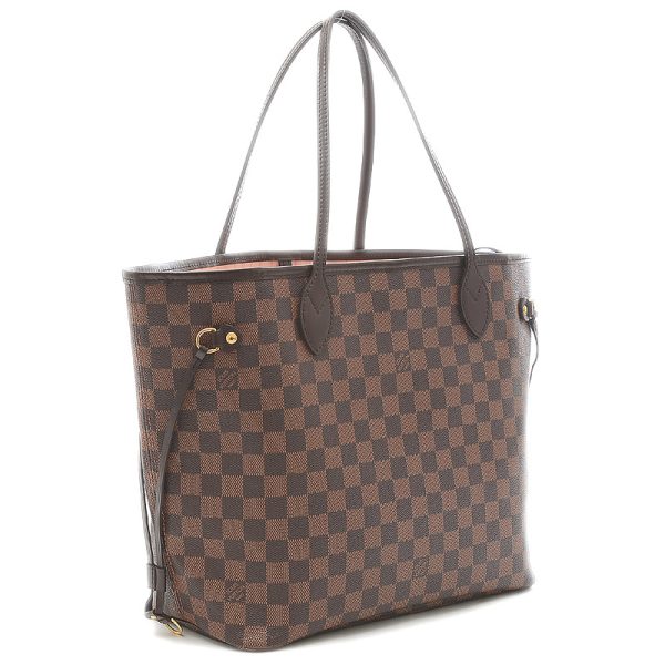 2 Louis Vuitton Damier Neverfull MM Tote Bag with Pouch Rose Ballerine