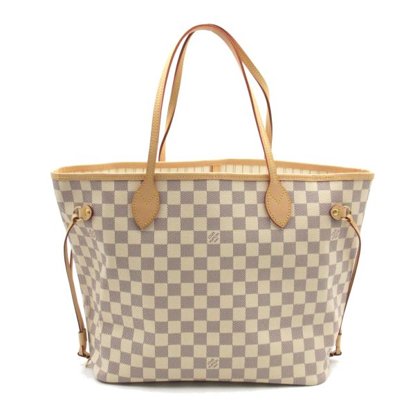 2 Louis Vuitton Neverfull MM Tote Bag Canvas Damier Azur