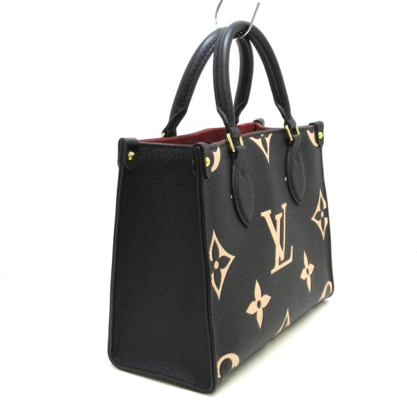 2 Louis Vuitton On The Go PM Tote Bag Black Beige Embossed Noir