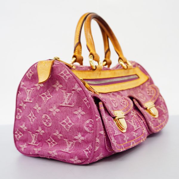 2 Louis Vuitton Handbag Monogram Denim Neo Speedy Fuchsia