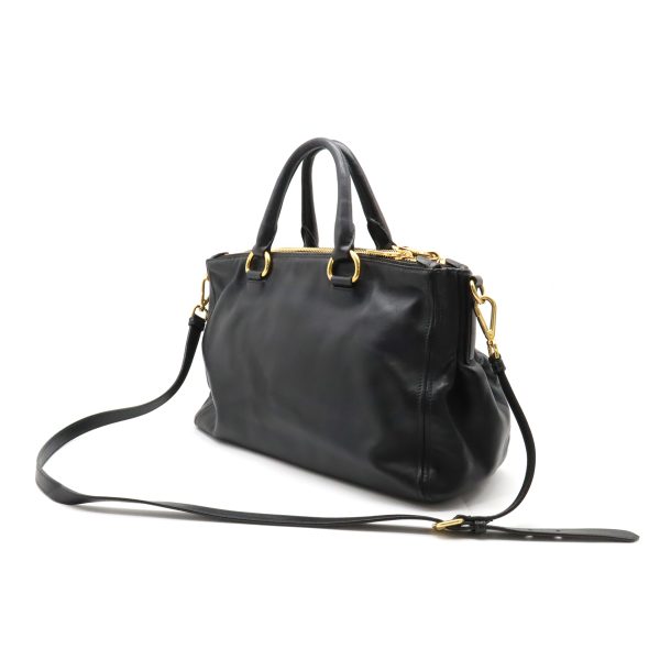 2 Prada Shoulder Bag Crossbody Leather Nero Black