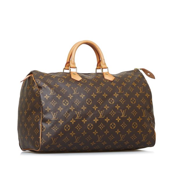 2 Louis Vuitton Monogram Speedy 40 Shoulder Bag Brown