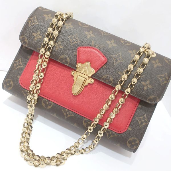 2 Louis Vuitton Vavin Chain Shoulder Bag Monogram Canvas Leather Red