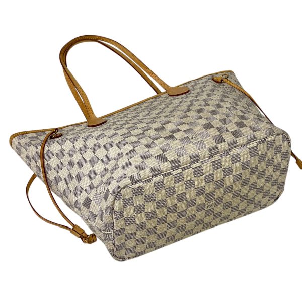 2 Louis Vuitton Neverfull MM Shoulder Bag Tote Bag Damier Azur White