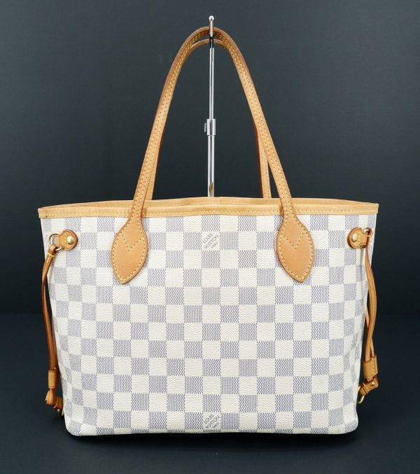 2 Louis Vuitton Neverfull PM Damier Azur Tote Bag Handbag