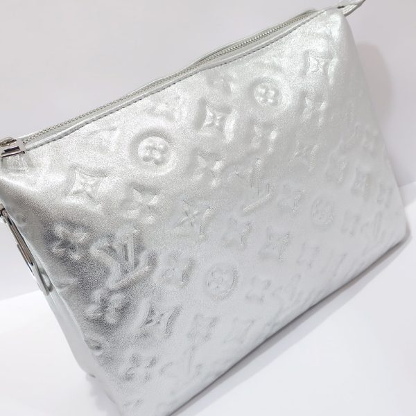 2 Louis Vuitton Coussin PM Monogram Embossed Lambskin Leather Silver